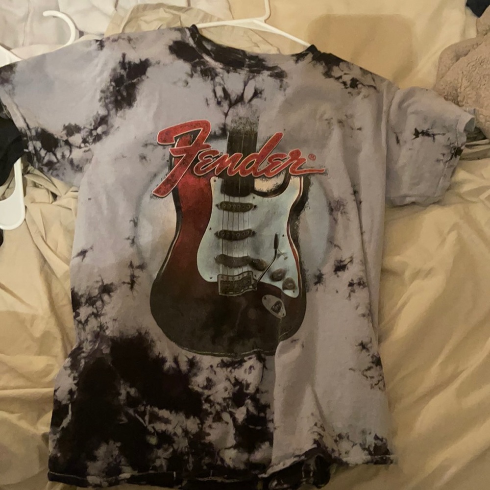 Fender graphic tee. Black and purple tie dye!